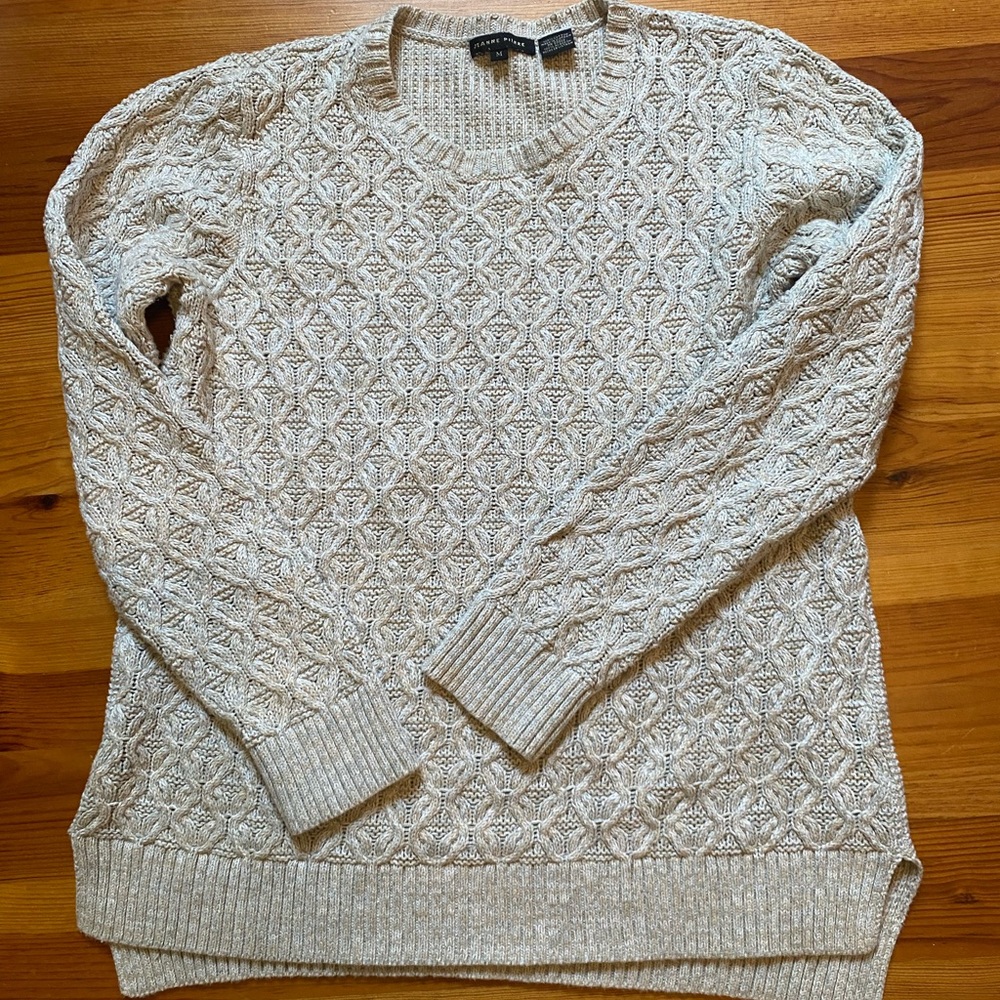 JEANNE PIERRE 100% Cotton Beige Knit Sweater Women’s Medium NWOT